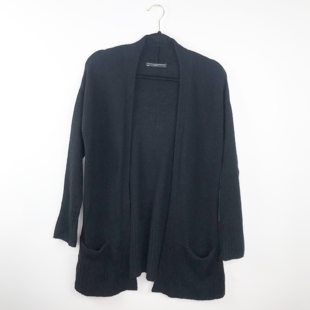 Peruvian connection black alpaca cardigan open